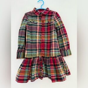 Ralph Lauren Girls 4T Plaid Button-Front Dress - toddler girl camp plaid dress